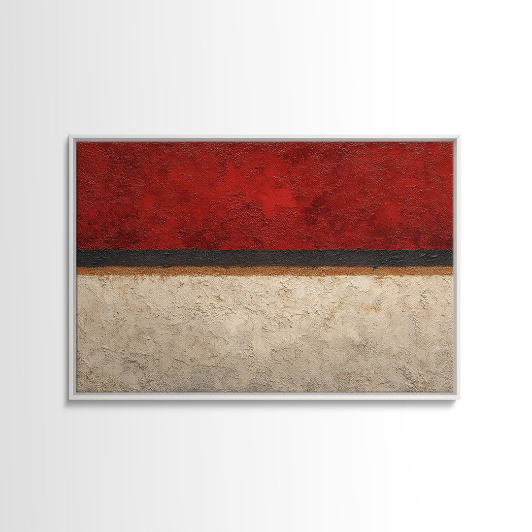 One Red Square Balanced Canvas Print, Minimalist Art, Digital Print, Living Room Decor, Fine Art, Minimal, Gallery Decor, MIN-3x2-38