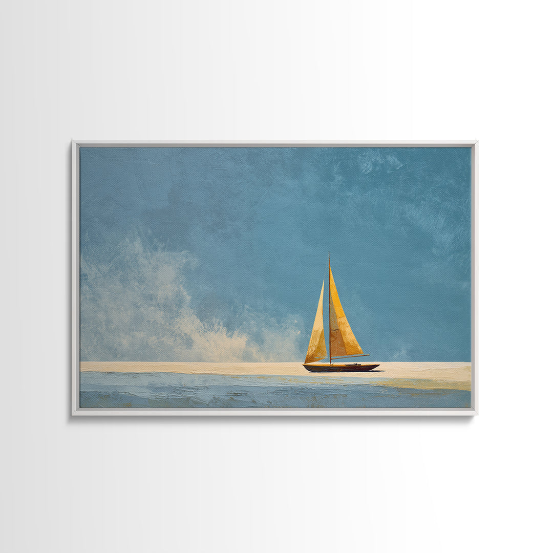 Tiny Sailboat under Open Sky Canvas Print, Minimalist Art, Printable Art, Living Room Decor, Fine Art, Minimal, Neutral Decor, MIN-3x2-42