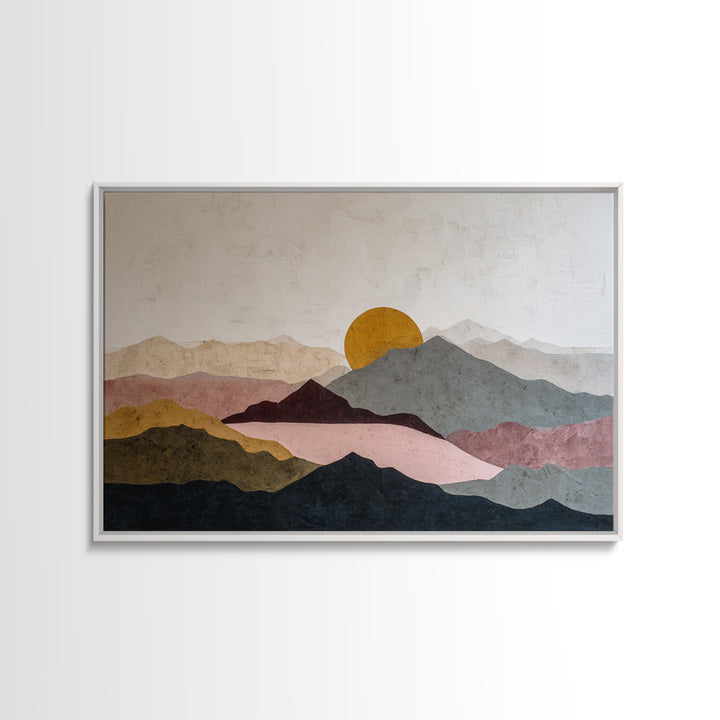 Thin Line Mountain Framed Canvas Print, Minimalist Art, Abstract Art, Living Room Decor, Fine Art, Minimal, Modern Art, MIN-3x2-6