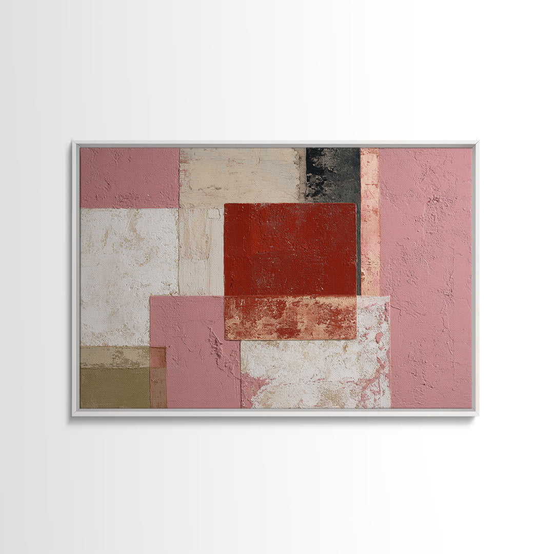 One Red Square Balanced Canvas Print, Minimalist Art, Digital Print, Living Room Decor, Fine Art, Minimal, Gallery Decor, MIN-3x2-62