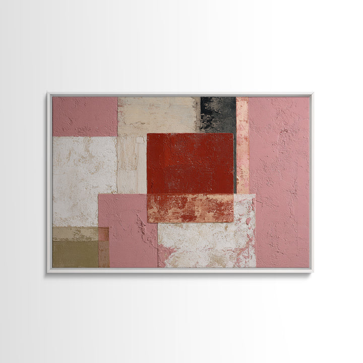 One Red Square Balanced Canvas Print, Minimalist Art, Digital Print, Living Room Decor, Fine Art, Minimal, Gallery Decor, MIN-3x2-62