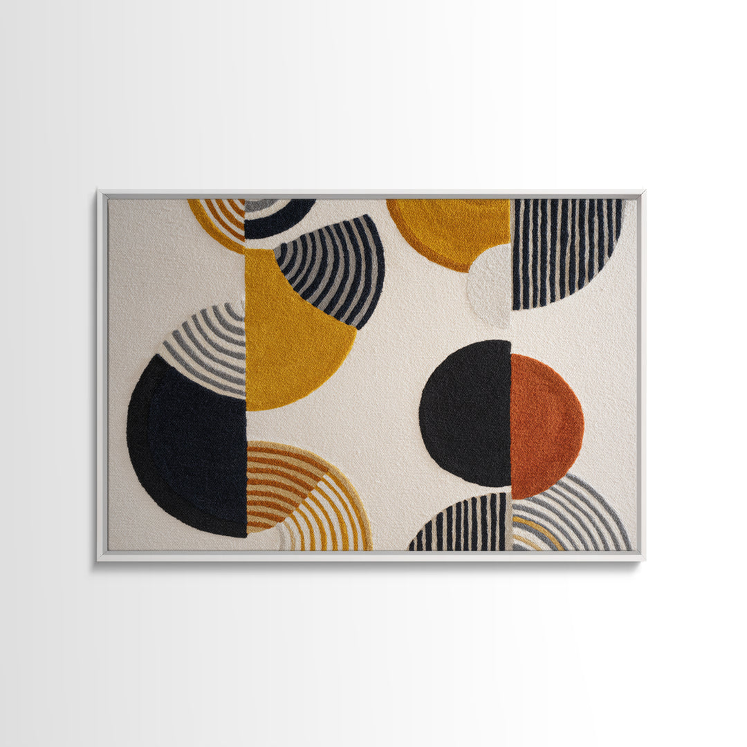 Single Black Circle on Warm Ivory Ground Framed Canvas Print, Minimalist Art, Room Decor, Living Room Decor, Fine Art, Minimal, MIN-3x2-77