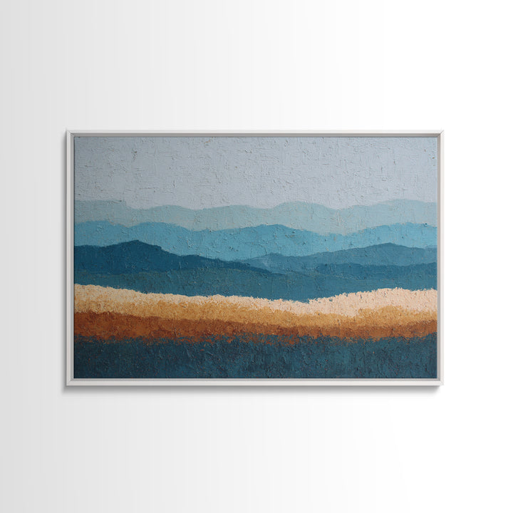 Simple Blue Horizon Framed Canvas Print, Minimalist Art, Modern Art, Living Room Decor, Fine Art, Minimal, Minimalist Decor, MIN-3x2-82