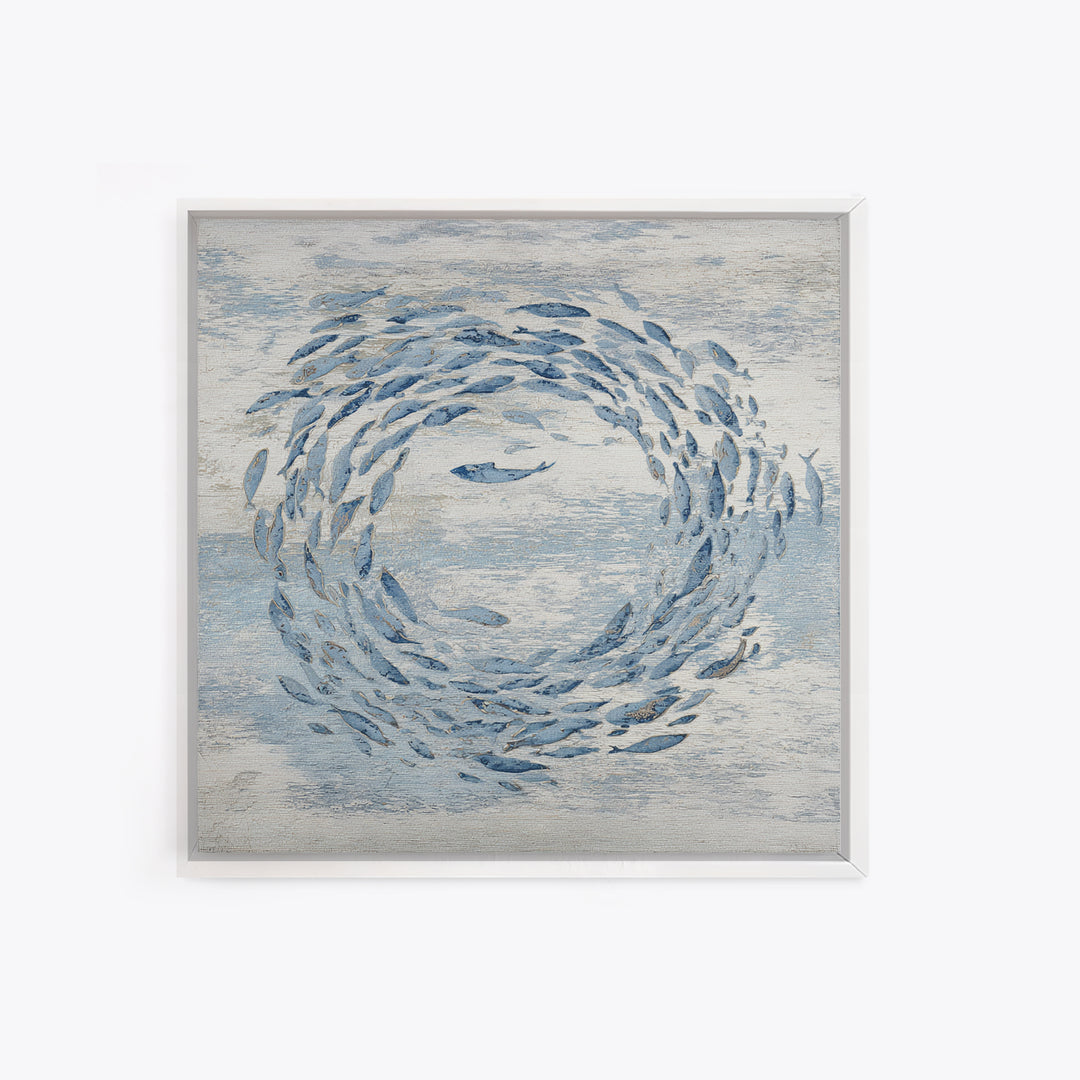 School of Fish Forming a Silver Spiral Canvas Print, Marine Life Art, Modern, Living Room Decor, Marine, Statement Artwork, MLA-1x1-76