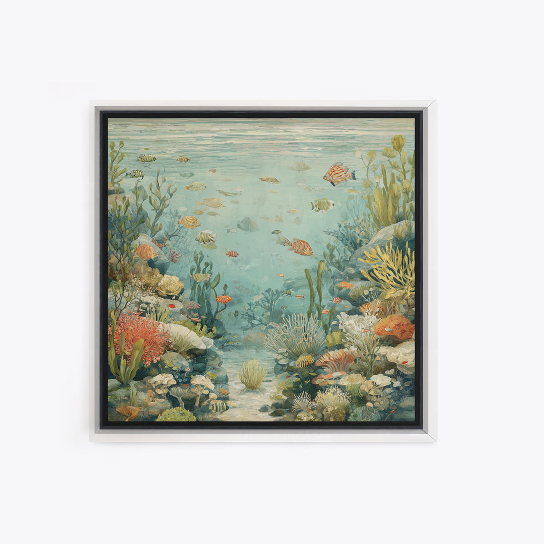 Coral Reef Panorama Canvas Print, Marine Life Art, Handmade Art, Living Room Decor, Fine Art, Marine, Textured Painting, MLA-1x1-81