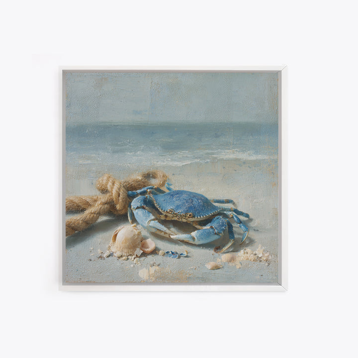 Blue Crab with Painterly Shell Texture Canvas Print, Marine Life Art, Modern, Living Room Decor, Oil Painting, Marine, MLA-1x1-82