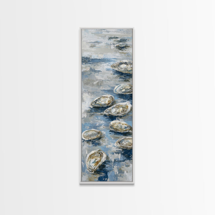 Oyster Shells with Pearly Highlights Canvas Print, Marine Life Art, Surf Poster, Living Room Decor, Fine Art, Marine, MLA-1x3-10