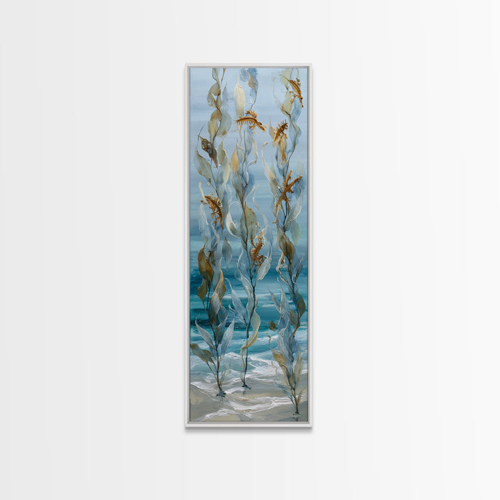 Sea Dragon Drifting Among Kelp Framed Canvas Print, Marine Life Art, Ocean Prints, Living Room Decor, Fine Art, Marine, MLA-1x3-53