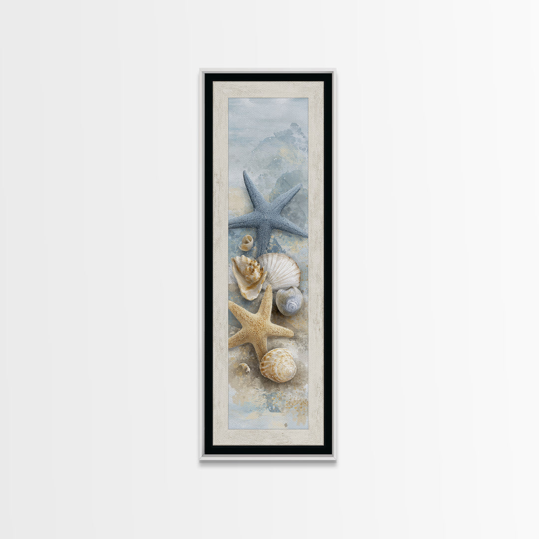 Starfish and Shells Natural Specimen Layout Canvas Print, Marine Life Art, Fine Art Print, Living Room Decor, Fine Art, Marine, MLA-1x3-73