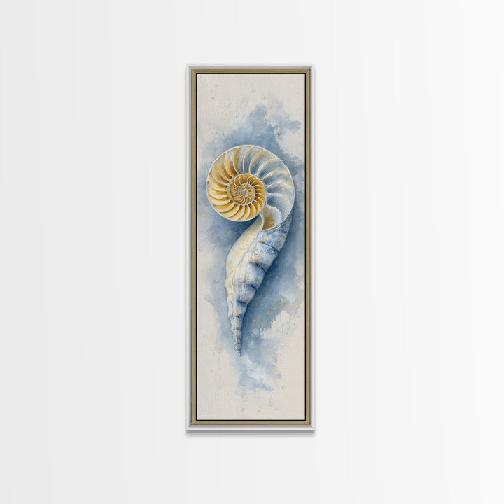 Nautilus Shell Study Canvas Print, Marine Life Art, Coastal Decor, Living Room Decor, Fine Art, Marine, Fish Art, Ocean Decor, MLA-1x3-95