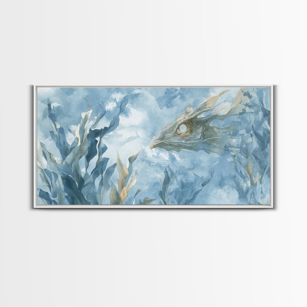 Sea Dragon Drifting Among Kelp Framed Canvas Print, Marine Life Art, Home Decor, Living Room Decor, Fine Art, Marine, MLA-2x1-13
