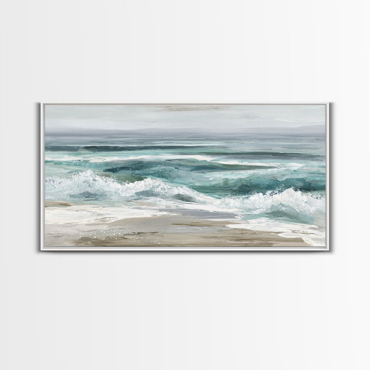Orca Beneath Northern Lights Framed Canvas Print, Marine Life Art, Textured Painting, Living Room Decor, Fine Art, Marine, MLA-2x1-28