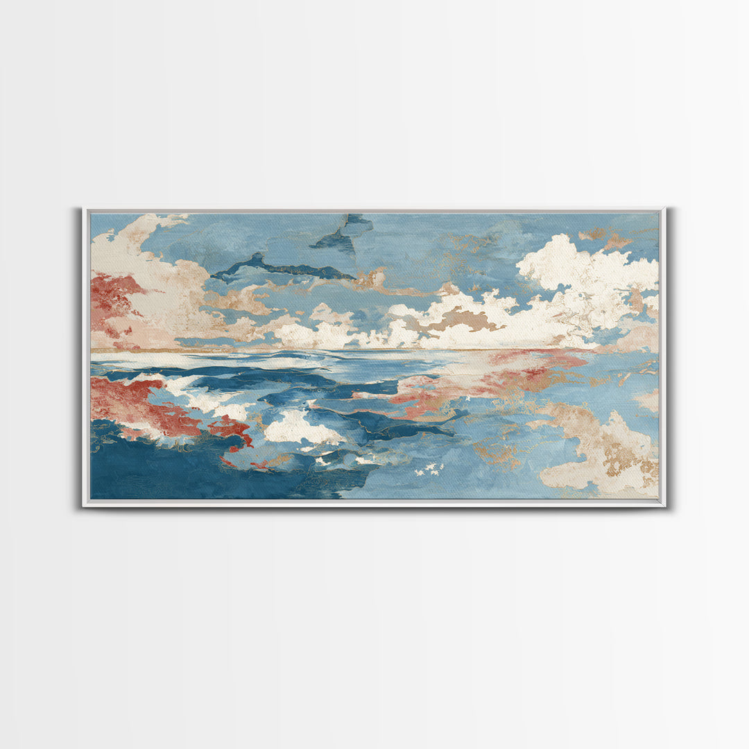 Lobster in Bold Coastal Red Palette Framed Canvas Print, Marine Life Art, Boho Decor, Living Room Decor, Oil Painting, Marine, MLA-2x1-35