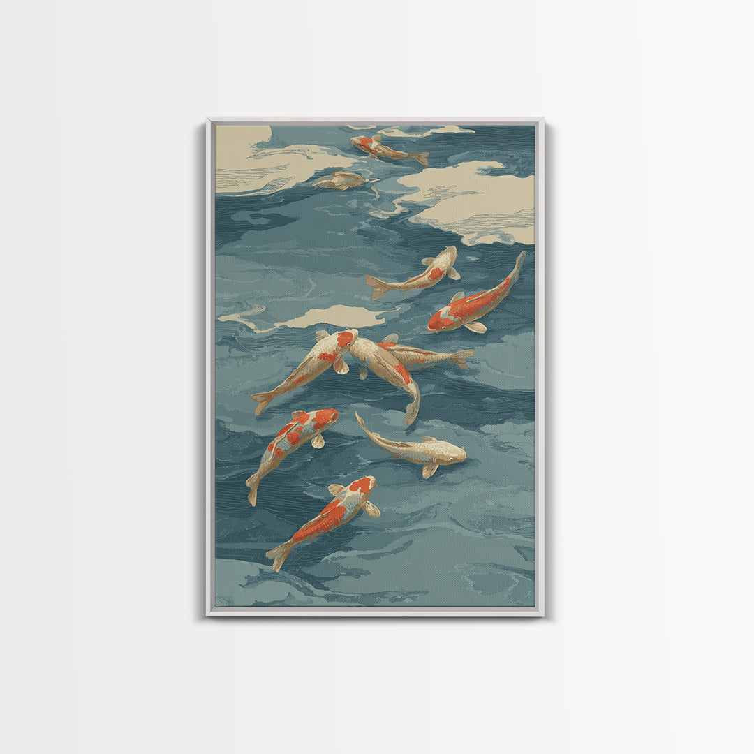 Koi Like Marine Fish Framed Canvas Print, Marine Life Art, Coastal Art, Living Room Decor, Fine Art, Marine, Ocean Prints, MLA-2x3-24
