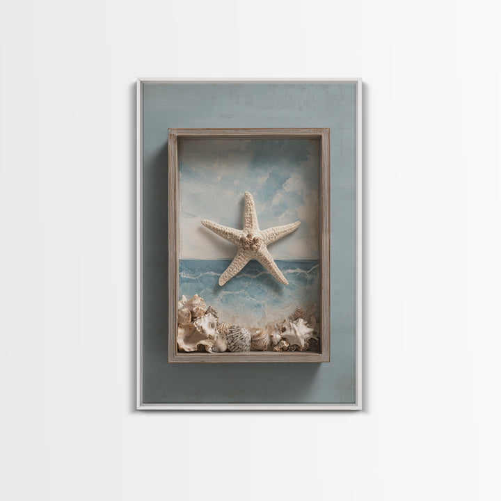 Starfish and Shells Natural Specimen Layout Canvas Print, Marine Life Art, Fine Art Print, Living Room Decor, Fine Art, Marine, MLA-2x3-45