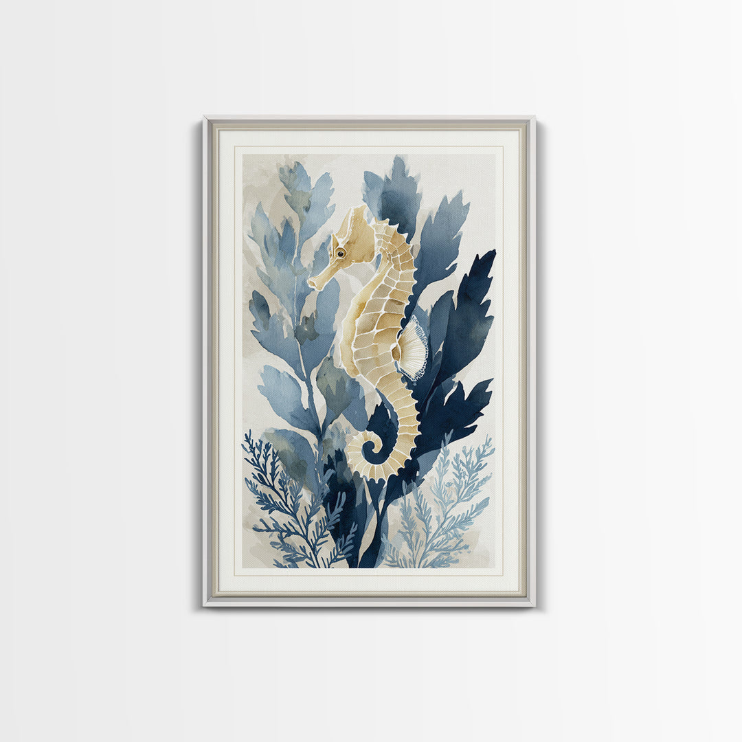 Sea Dragon Drifting Among Kelp Framed Canvas Print, Marine Life Art, Textured Painting, Living Room Decor, Fine Art, Marine, MLA-2x3-73