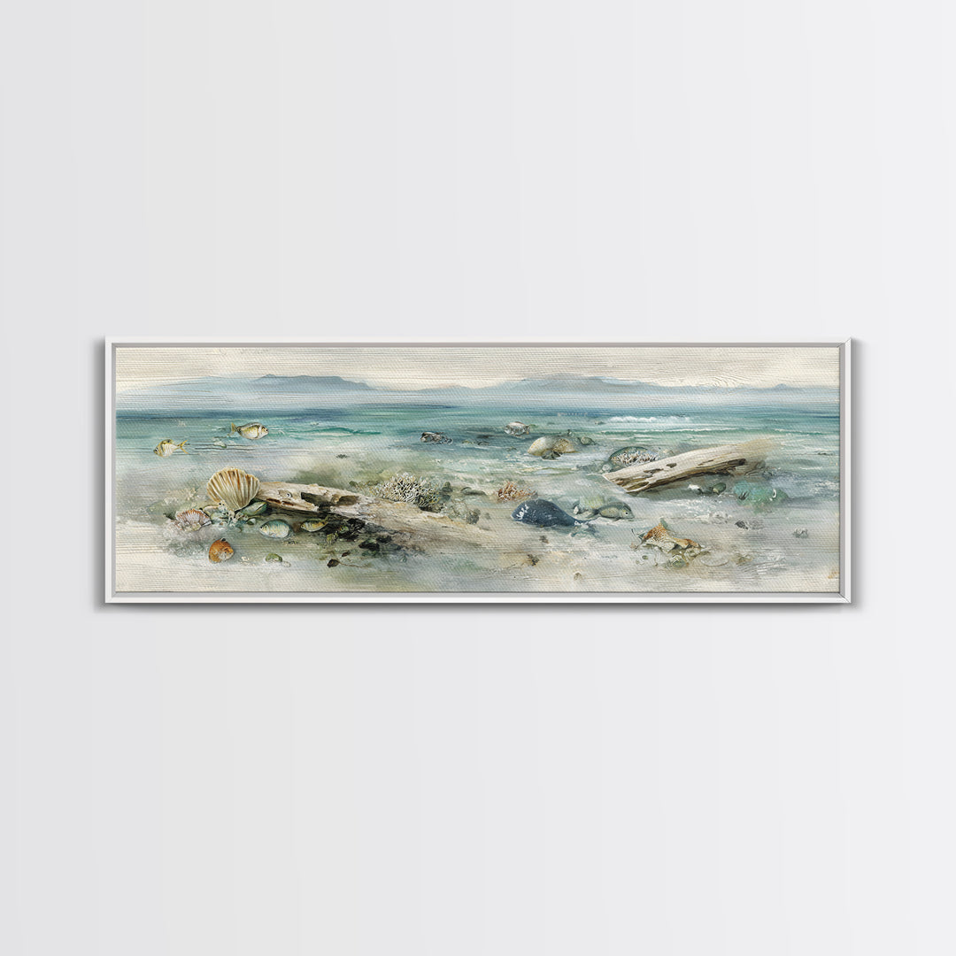 Coral Reef Panorama Canvas Print, Marine Life Art, Beach Decor, Living Room Decor, Abstract Art, Marine, Ocean Decor, MLA-3x1-25