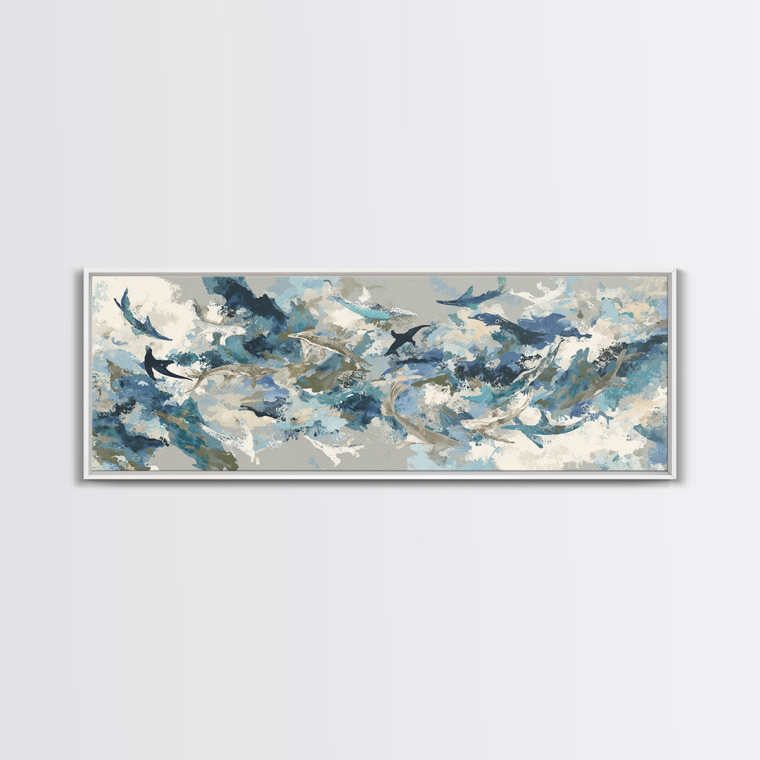 Sea Dragon Drifting Among Kelp Framed Canvas Print, Marine Life Art, Beach Prints, Living Room Decor, Fine Art, Marine, MLA-3x1-57
