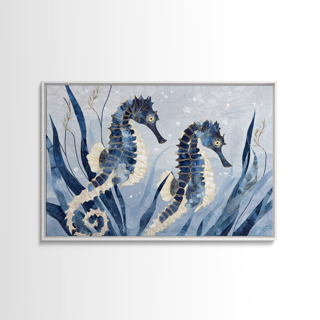 Seahorse Pair Among Sea Grass Canvas Print, Marine Life Art, Coastal Decor, Living Room Decor, Fine Art, Marine, Fish Art, MLA-3x2-33