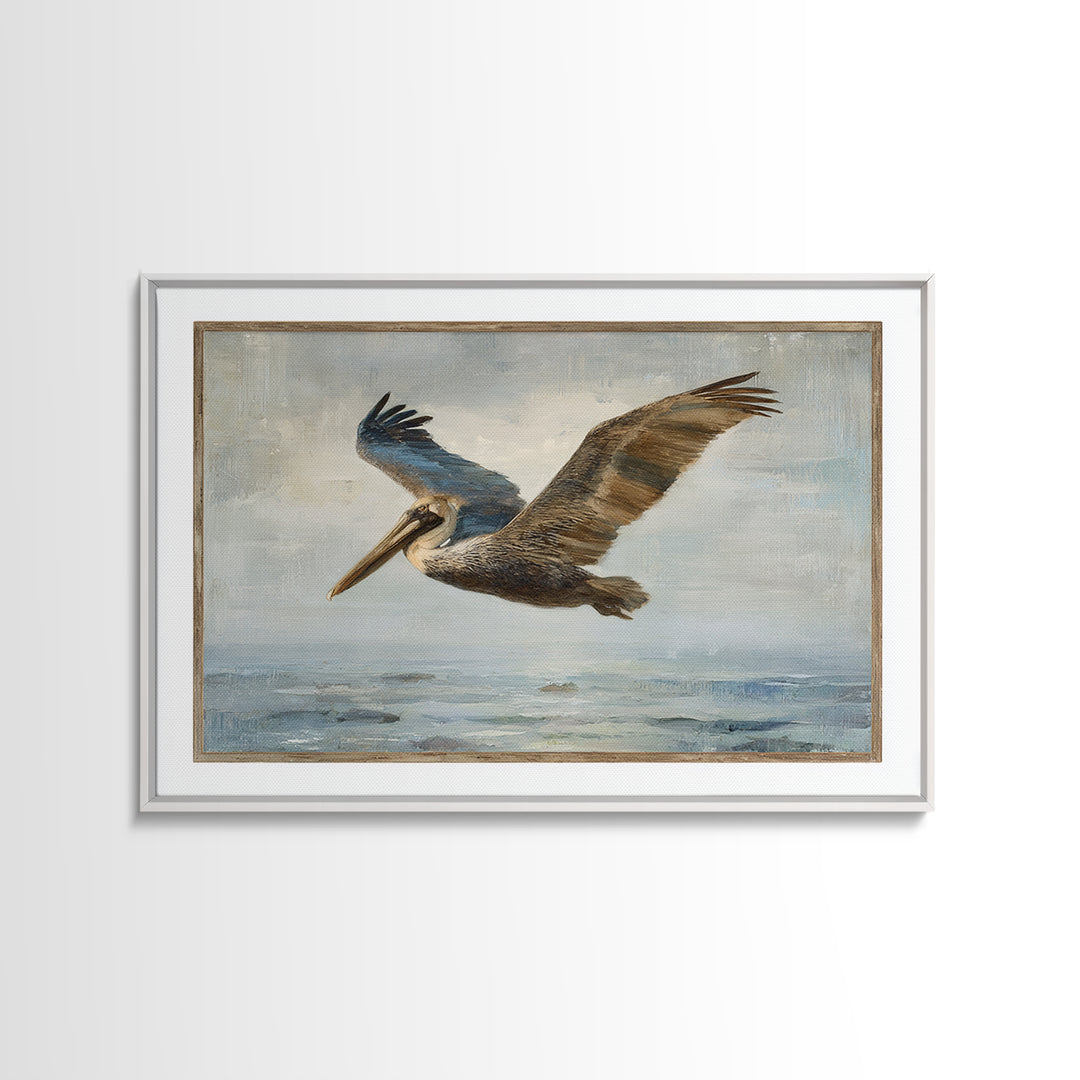 Pelican Diving Toward Fish Near Surface Canvas Print, Marine Life Art, Nautical Decor, Living Room Decor, Fine Art, Marine, MLA-3x2-51