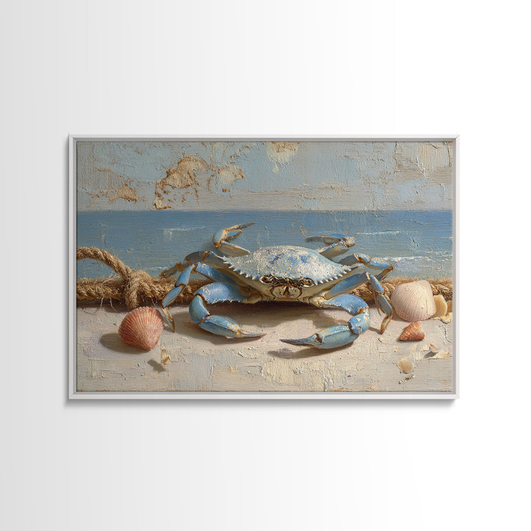 Blue Crab with Painterly Shell Texture Canvas Print, Marine Life Art, Printable Wall Art, Living Room Decor, Fine Art, Marine, MLA-3x2-62