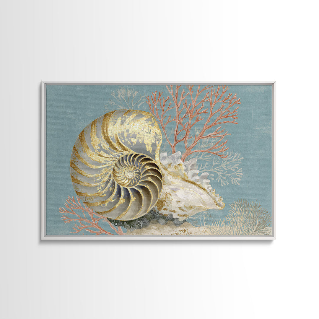 Nautilus Shell Study Framed Canvas Print, Marine Life Art, Ocean Art, Living Room Decor, Fine Art, Marine, Pastel Wall Art, MLA-3x2-87
