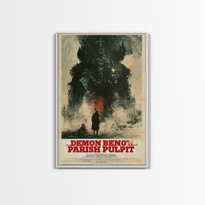 The Demon Beneath The Parish Pulpit, German Horror Film Poster, Retro Gothic Cinema Art, Vintage Halloween Wall Art, Framed Canvas Print