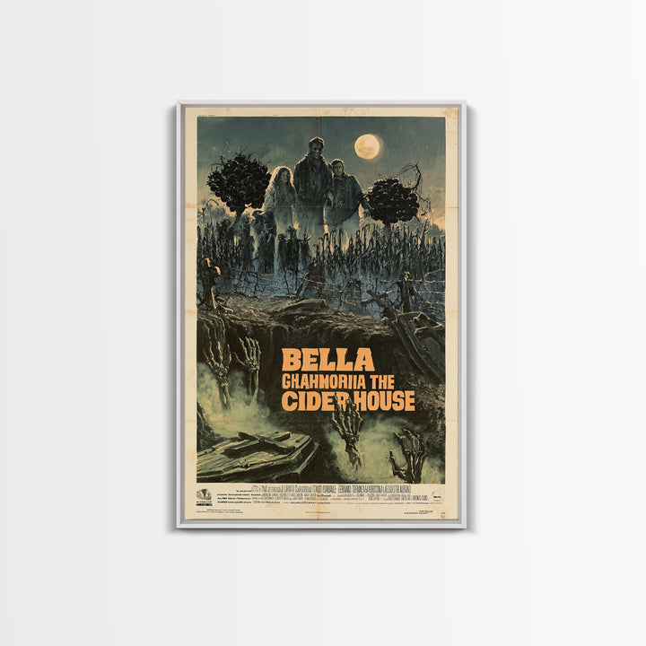 Three Graves Under The Cider House, Italian Horror Film Poster, Retro Gothic Cinema Art, Vintage Halloween Wall Art, Framed Canvas Print