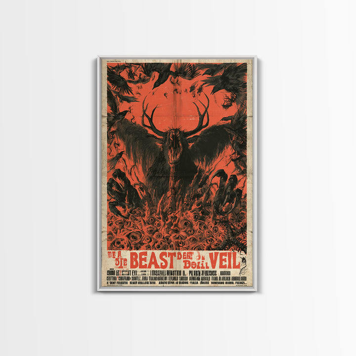 The Beast Beneath The Wedding Veil, Italian Horror Film Poster, Retro Gothic Cinema Art, Vintage Halloween Wall Art, Framed Canvas Print