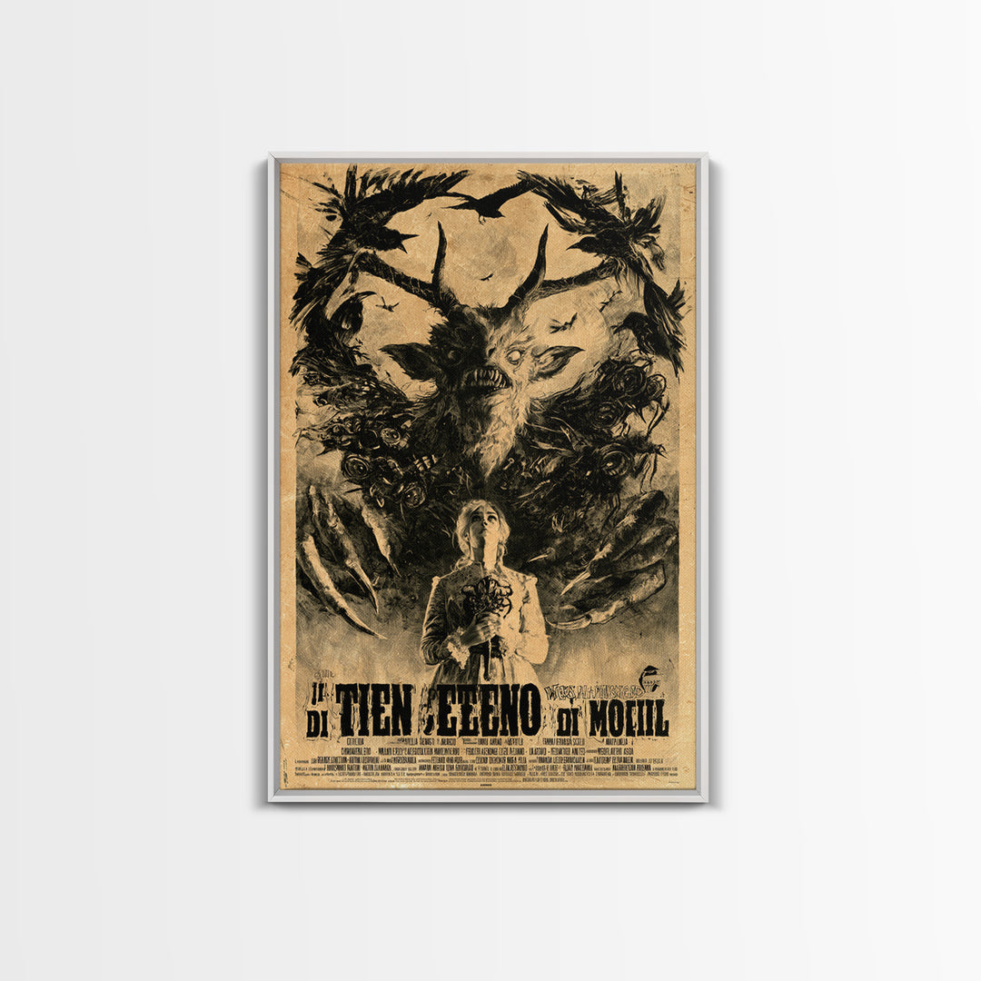 The Devil Wears Our Mother's Voice, Italian Horror Film Poster, Retro Gothic Cinema Art, Vintage Halloween Wall Art, Framed Canvas Print