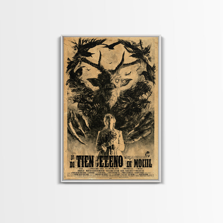 The Devil Wears Our Mother's Voice, Italian Horror Film Poster, Retro Gothic Cinema Art, Vintage Halloween Wall Art, Framed Canvas Print