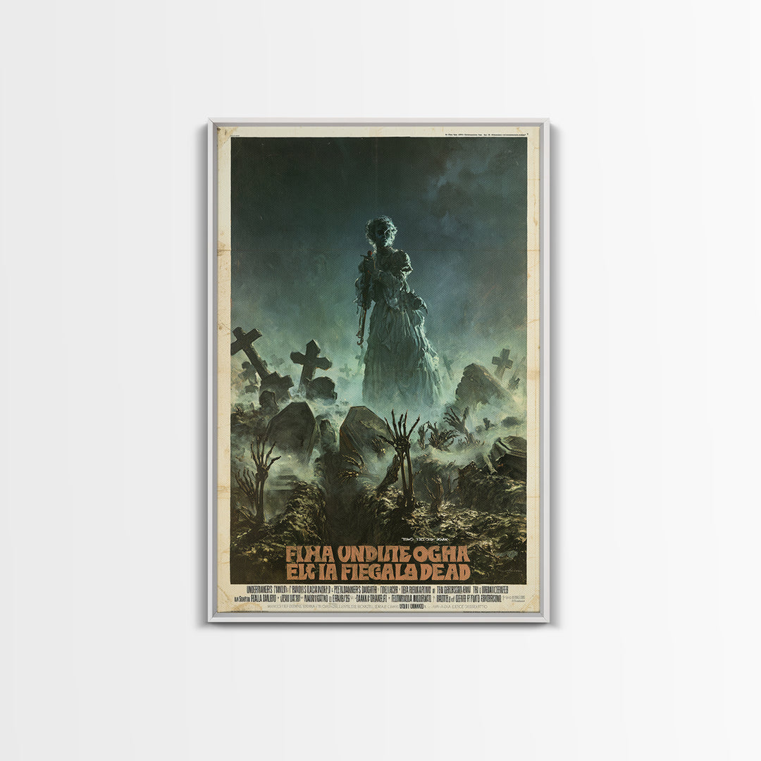 The Undertaker's Daughter Counts The Dead, Italian Horror Film Poster, Retro Gothic Cinema Art, Vintage Halloween Wall Art, Canvas Print