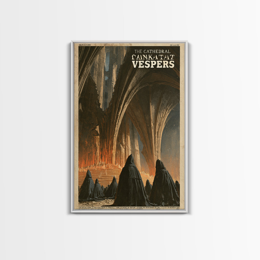 The Cathedral That Sank At Vespers, French Horror Film Poster, Retro Gothic Cinema Art, Vintage Halloween Wall Art, Framed Canvas Print
