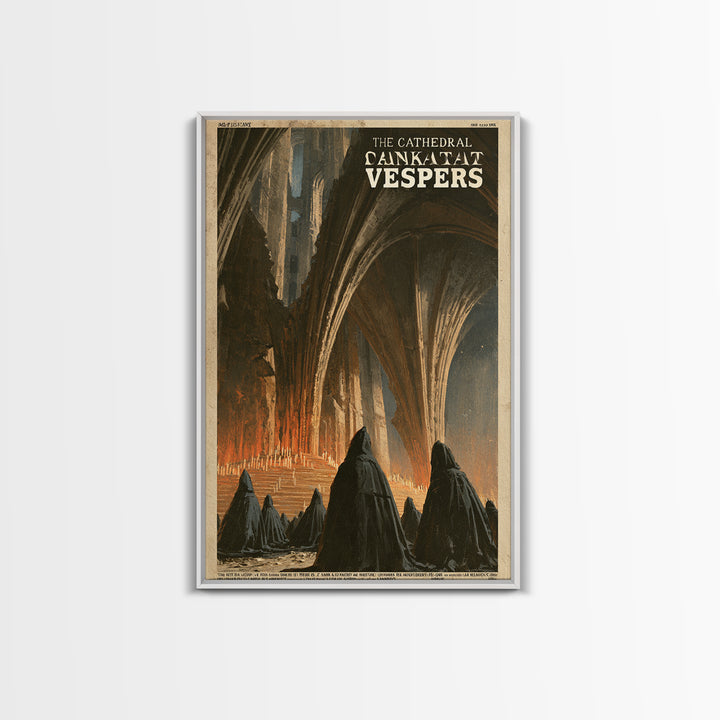 The Cathedral That Sank At Vespers, French Horror Film Poster, Retro Gothic Cinema Art, Vintage Halloween Wall Art, Framed Canvas Print