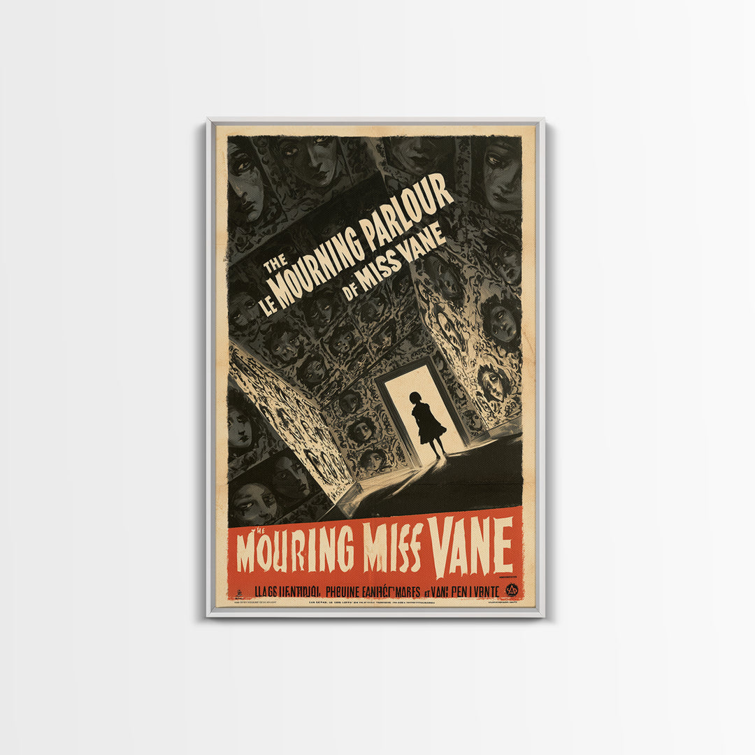 The Mourning Parlour Of Miss Vane, French Horror Film Poster, Retro Gothic Cinema Art, Vintage Halloween Wall Art, Framed Canvas Print