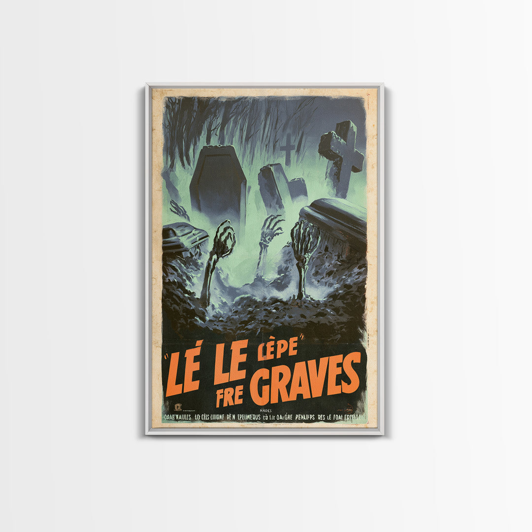 The Rain Fell Upward From The Graves, French Horror Film Poster, Retro Gothic Cinema Art, Vintage Halloween Wall Art, Framed Canvas Print