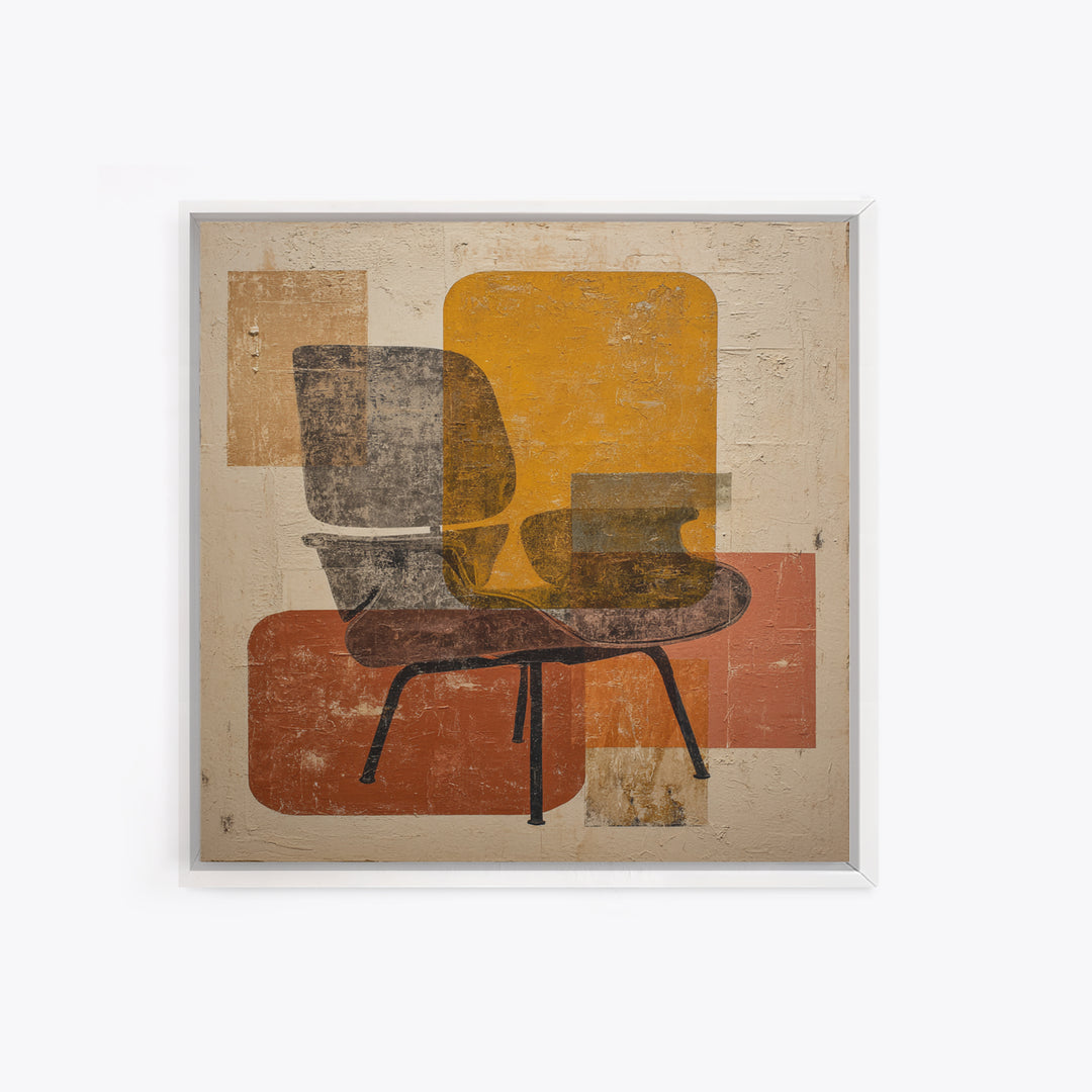Eames Era Chair Silhouette as Graphic Art Canvas Print, Midcentury Modern Art, Minimalist Wall Art, Living Room Decor, Retro, MMA-1x1-100