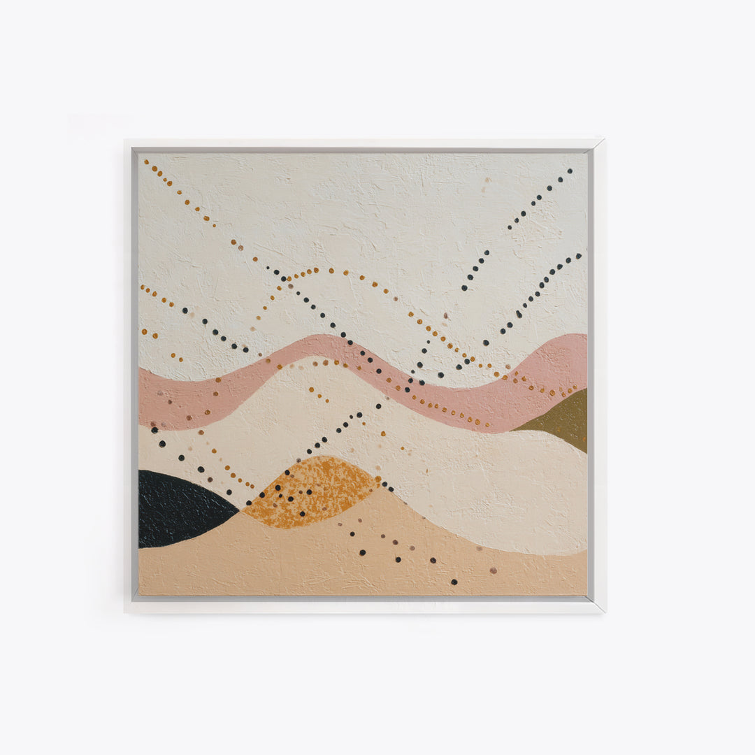 Minimal Mountain Scene Framed Canvas Print, Midcentury Modern Art, Abstract Wall Art, Living Room Decor, Watercolor Art, Retro, MMA-1x1-39