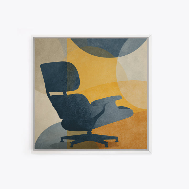 Eames Era Chair Silhouette as Graphic Art Canvas Print, Midcentury Modern Art, Living Room Decor, Watercolor Art, Retro, MMA-1x1-4