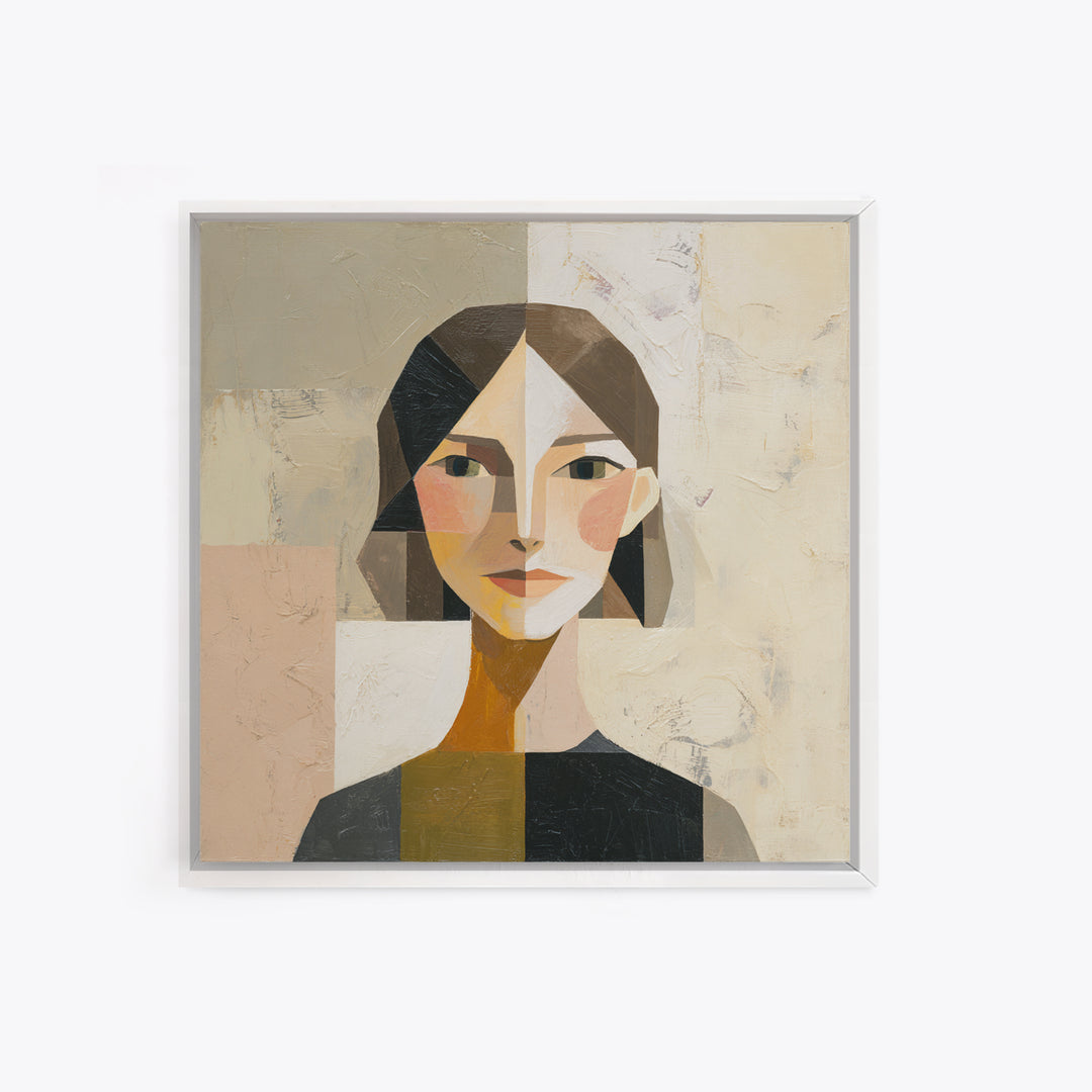 Mod Female Portrait Canvas Print, Midcentury Modern Art, Minimalist Wall Art, Living Room Decor, Fine Art, Retro, MMA-1x1-55
