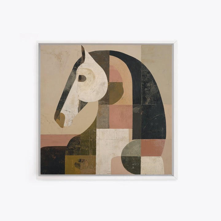 Mid Century Horse Framed Canvas Print, Midcentury Modern Art, Modern Decor, Living Room Decor, Fine Art, Retro, Poster, MMA-1x1-67