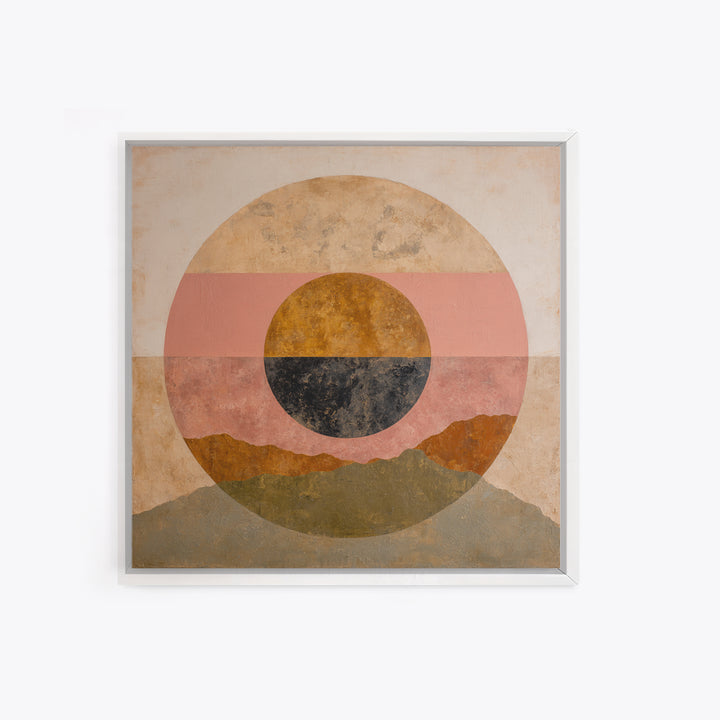 Large Sun and Hill Shapes Canvas Print, Midcentury Modern Art, Poster, Living Room Decor, Retro, Art Deco, Original Art, MMA-1x1-77