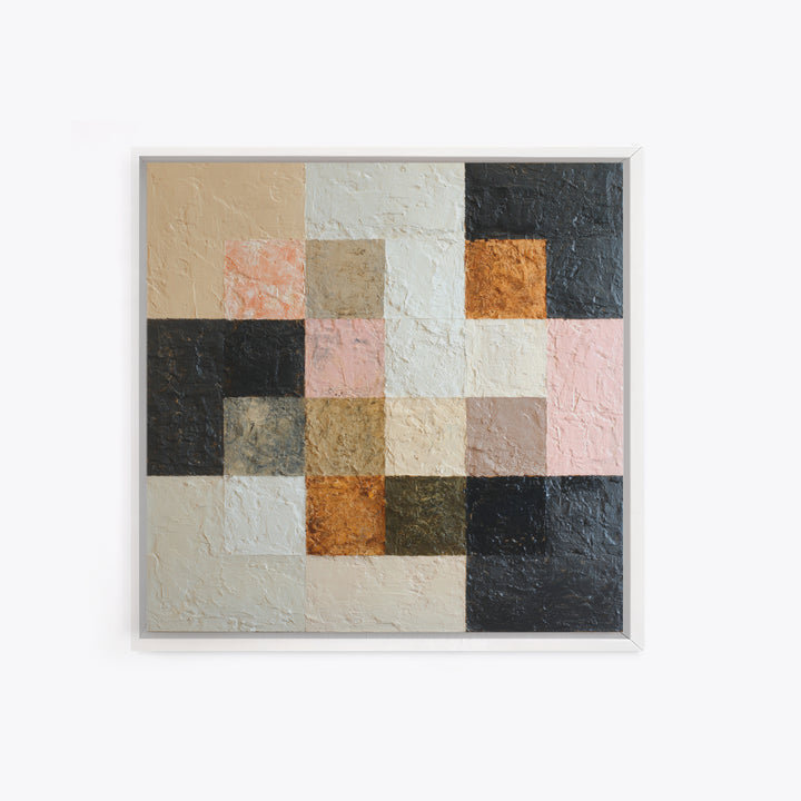 Desert Landscape Reduced to Color Blocks Framed Canvas Print, Midcentury Modern Art, Fine Art Print, Living Room Decor, Retro, MMA-1x1-80