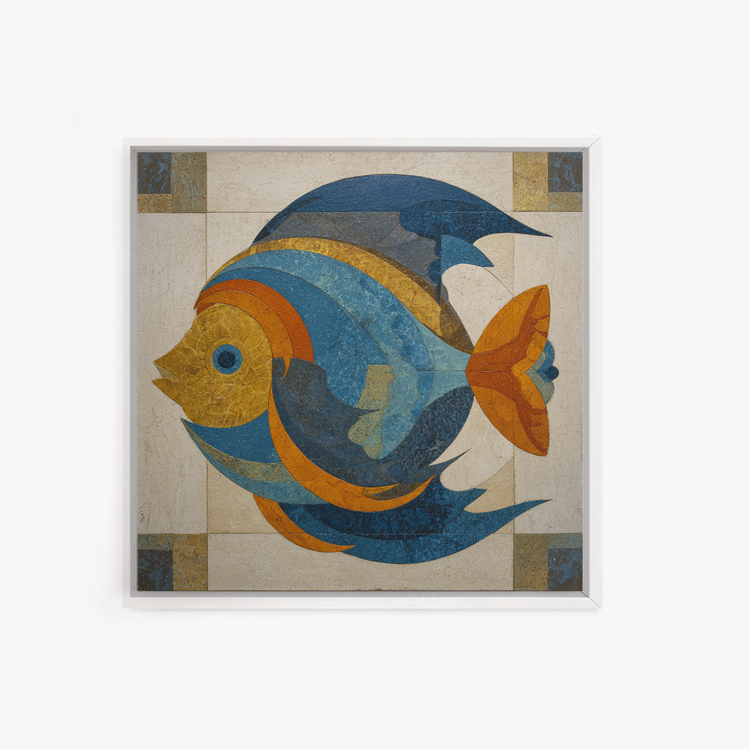 Abstract Fish Shapes Canvas Print, Midcentury Modern Art, Neutral Decor, Living Room Decor, Fine Art, Retro, Home Decor, MMA-1x1-90