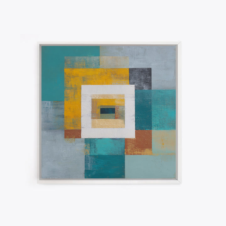 Teal Sofa Era Abstract Pattern Without Furniture Canvas Print, Midcentury Modern Art, Digital Prints, Living Room Decor, Retro, MMA-1x1-96