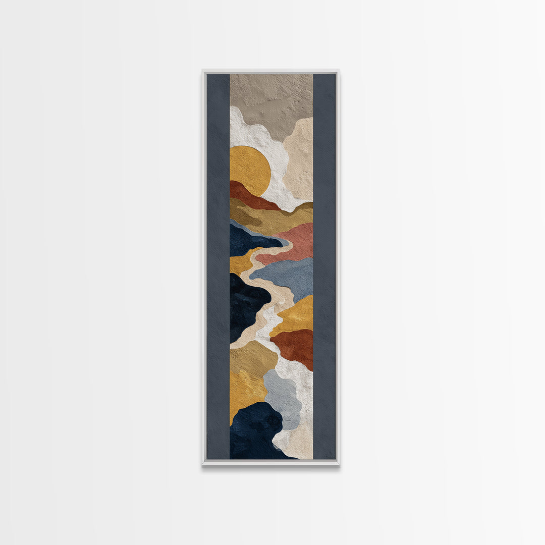 Large Sun and Hill Shapes Canvas Print, Midcentury Modern Art, Poster, Living Room Decor, Retro, Art Deco, Original Art, MMA-1x3-17