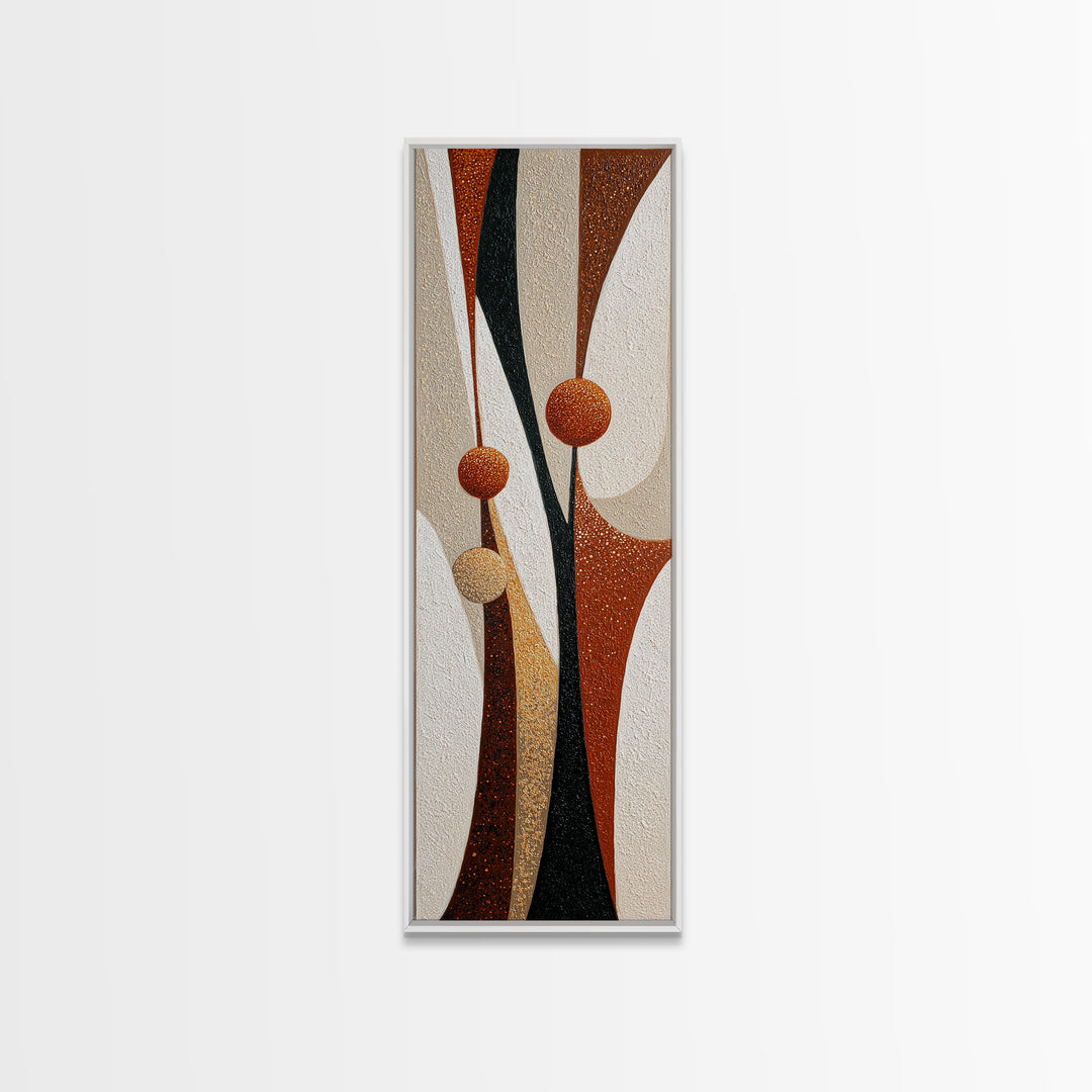 Minimal Mountain Scene Framed Canvas Print, Midcentury Modern Art, Neutral Decor, Living Room Decor, Oil Painting, Retro, MMA-1x3-75