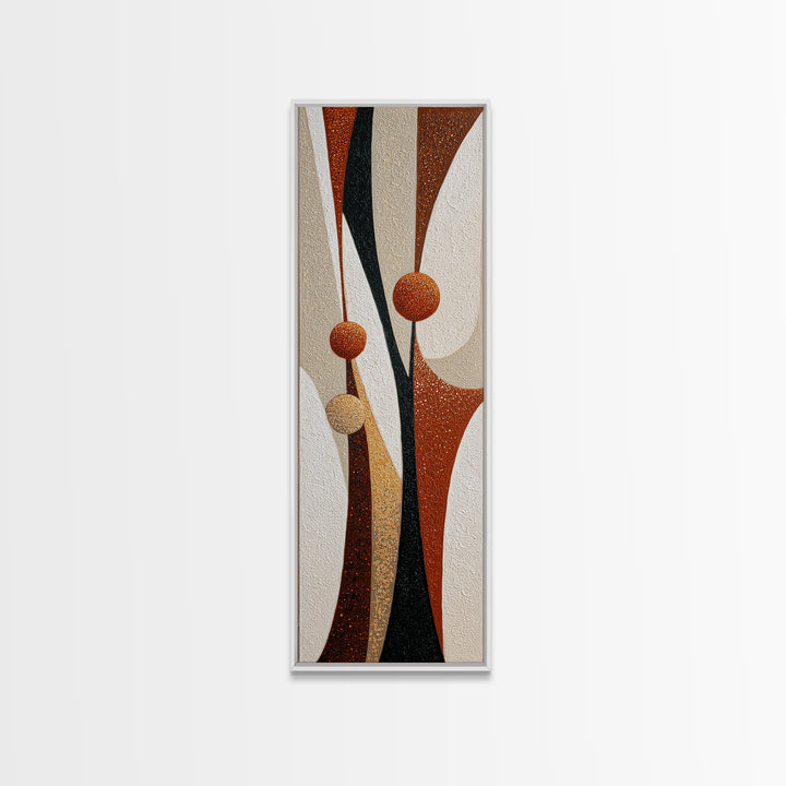 Minimal Mountain Scene Framed Canvas Print, Midcentury Modern Art, Neutral Decor, Living Room Decor, Oil Painting, Retro, MMA-1x3-75