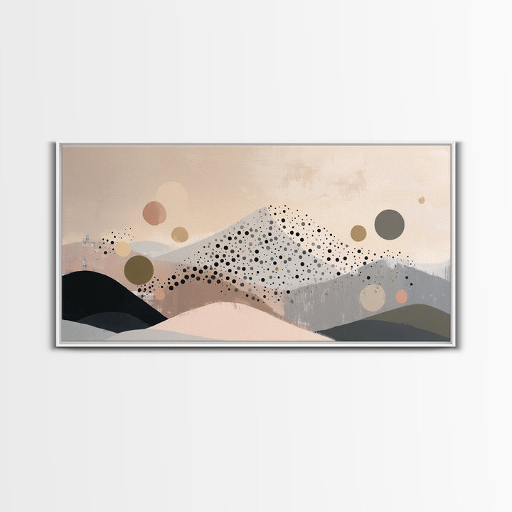 Minimal Mountain Scene Framed Canvas Print, Midcentury Modern Art, Abstract Wall Art, Living Room Decor, Watercolor Art, Retro, MMA-2x1-11