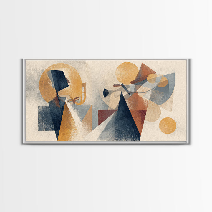 Jazz Musician in Angular Mid Century Style Canvas Print, Midcentury Modern Art, Digital Art, Living Room Decor, Retro, MMA-2x1-29